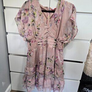 Guess Eco Elli Mini Dress Pink L NWOT Floral